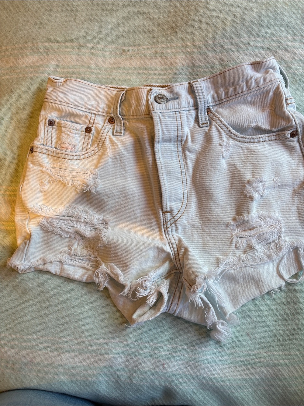Levi’s White Distressed Women's Denim Shorts